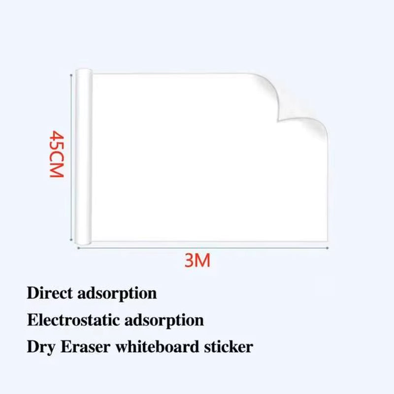 Width: 45CM Reusable Static Whiteboard Adheres to Walls without Damage Easy to Apply and Remove Dry Eraser White Board
