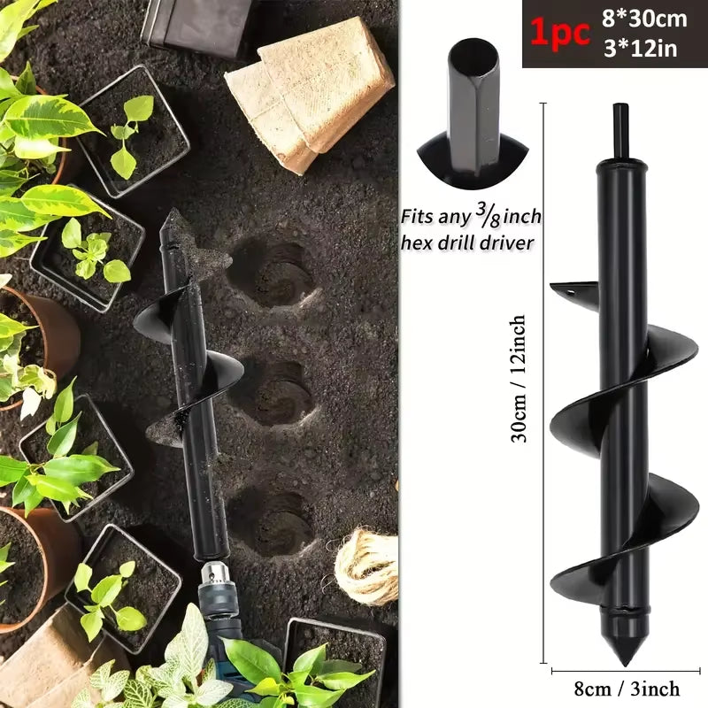 Garden Auger Spiral Drill Bit Gardening Flower Planter Earth Drill Planting Hole Digger Tool Loose Soil Drill Bit Accessories