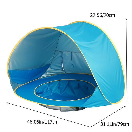 2 in 1 UPF 50+ Baby Beach Tent Waterproof Sun Shelter Uv-Protecting Sunshelter with Pool Kid Outdoor Sunshade Beach Sunshelter