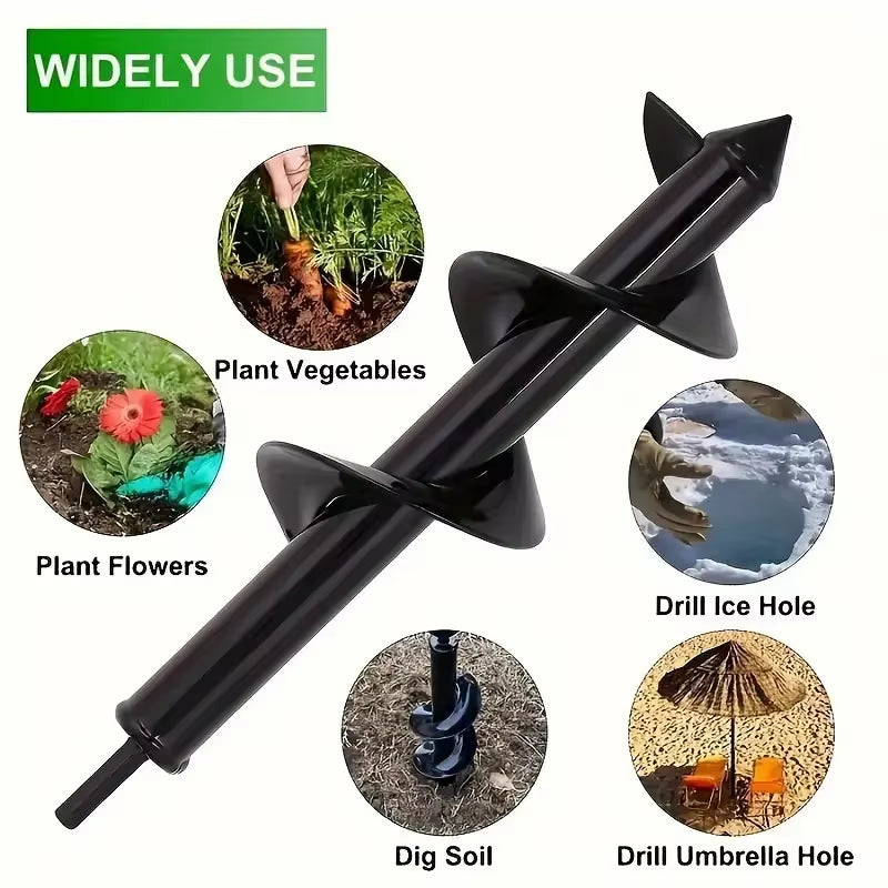 Garden Auger Spiral Drill Bit Gardening Flower Planter Earth Drill Planting Hole Digger Tool Loose Soil Drill Bit Accessories