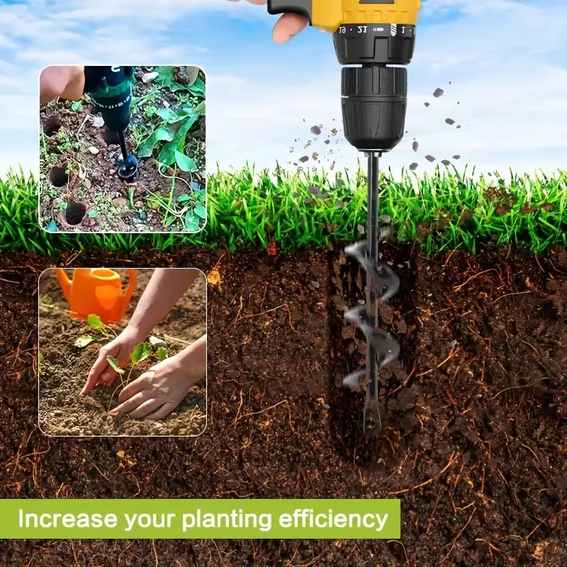 Garden Auger Spiral Drill Bit Gardening Flower Planter Earth Drill Planting Hole Digger Tool Loose Soil Drill Bit Accessories