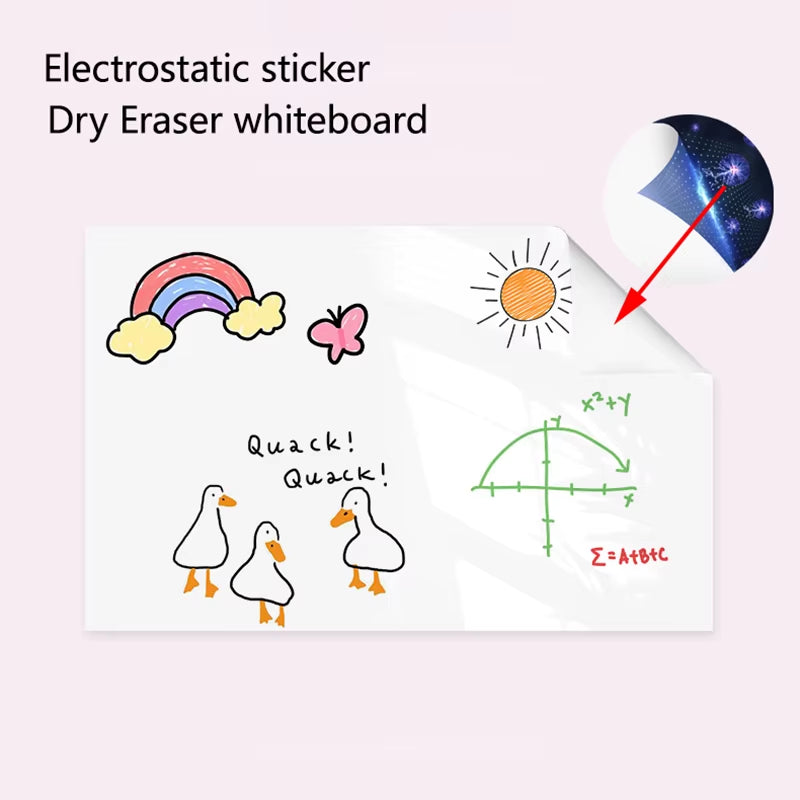Width: 45CM Reusable Static Whiteboard Adheres to Walls without Damage Easy to Apply and Remove Dry Eraser White Board