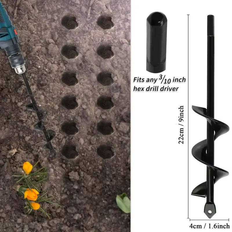 Garden Auger Spiral Drill Bit Gardening Flower Planter Earth Drill Planting Hole Digger Tool Loose Soil Drill Bit Accessories