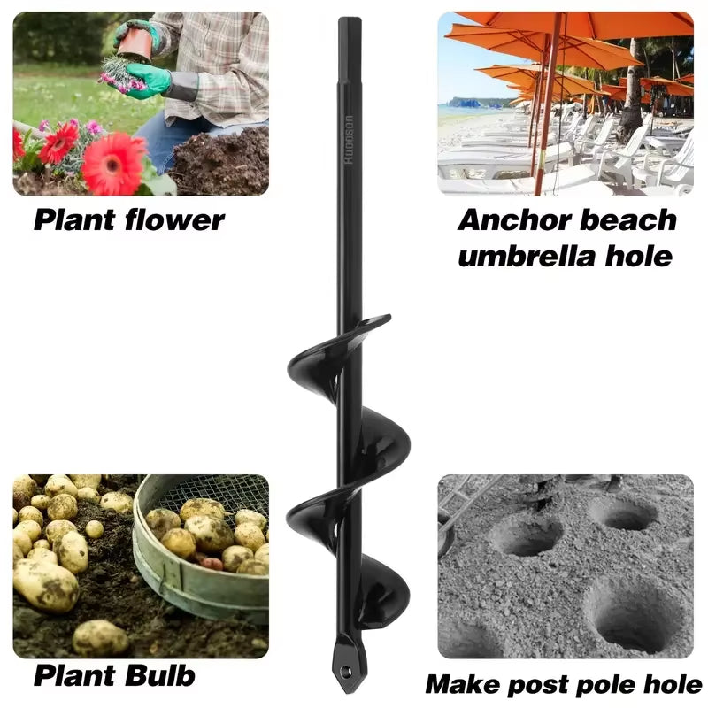 Garden Auger Spiral Drill Bit Gardening Flower Planter Earth Drill Planting Hole Digger Tool Loose Soil Drill Bit Accessories